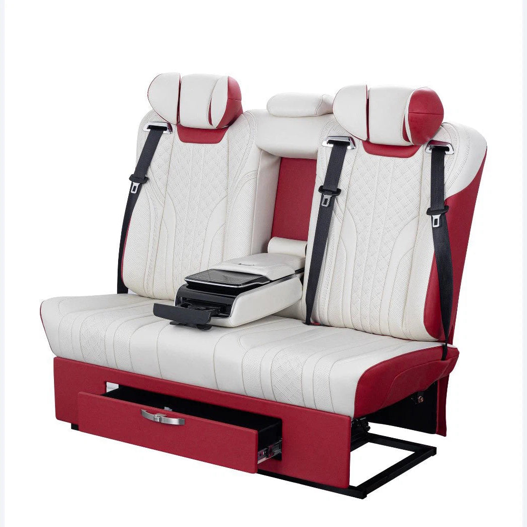 Luxury reclining van seats with high density foam for unmatched relaxation on the road.