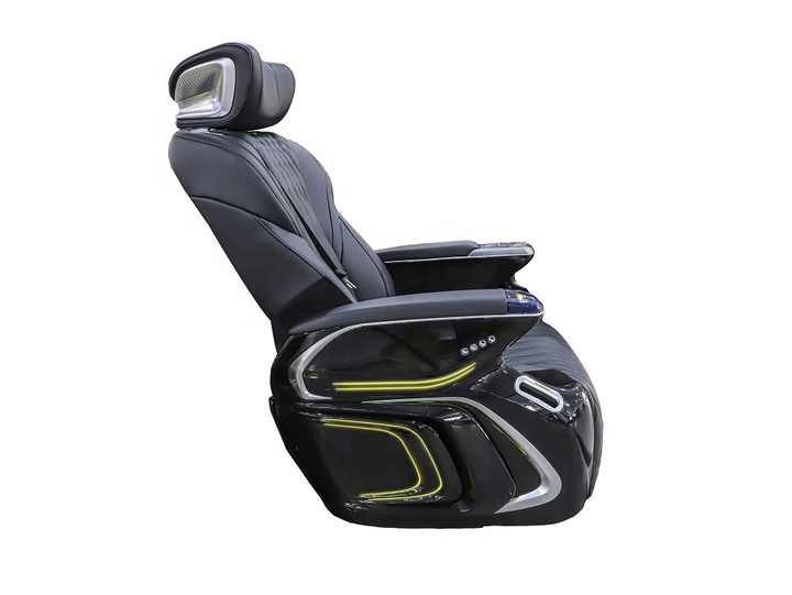 Arrivens Automotives van seats smooth reclining with adjustable headrests and footrests.