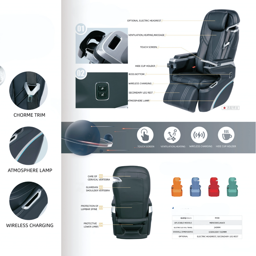 High end van seats with built in massage heating and ventilation